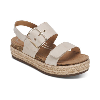 Aetrex Vania Arch Support Platform Sandal - Cream