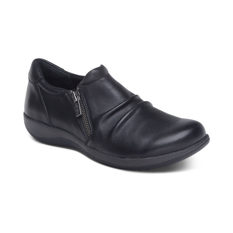 Aetrex Katie Side Zip Slip-On - Black