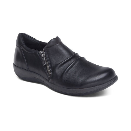 Aetrex Katie Side Zip Slip-On - Black