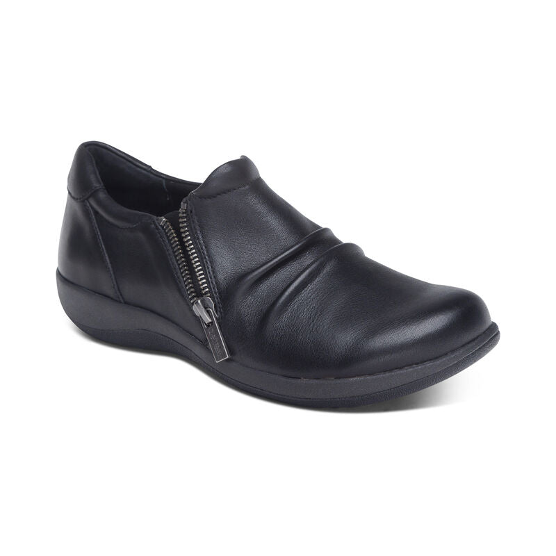 Aetrex Katie Side Zip Slip-On - Black
