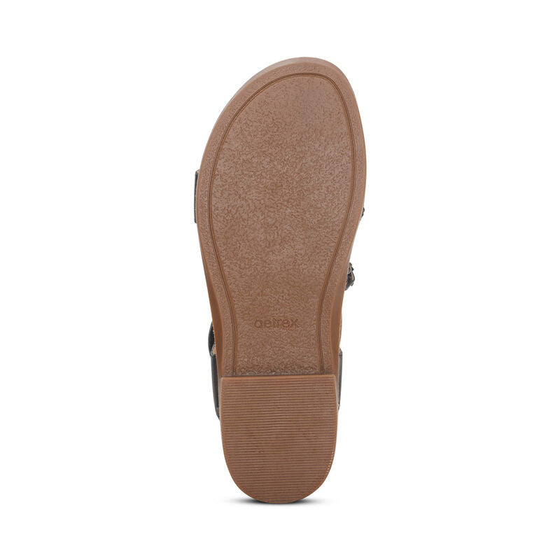 Aetrex Jenn Quarter Strap Sandal - Black