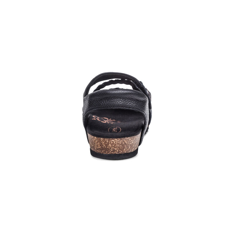 Aetrex Jillian Braided Quarter Strap Sandal - Black