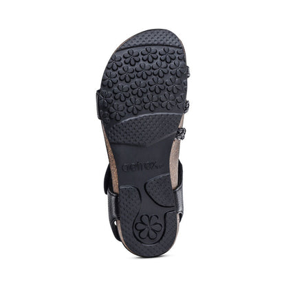 Aetrex Jillian Braided Quarter Strap Sandal - Black