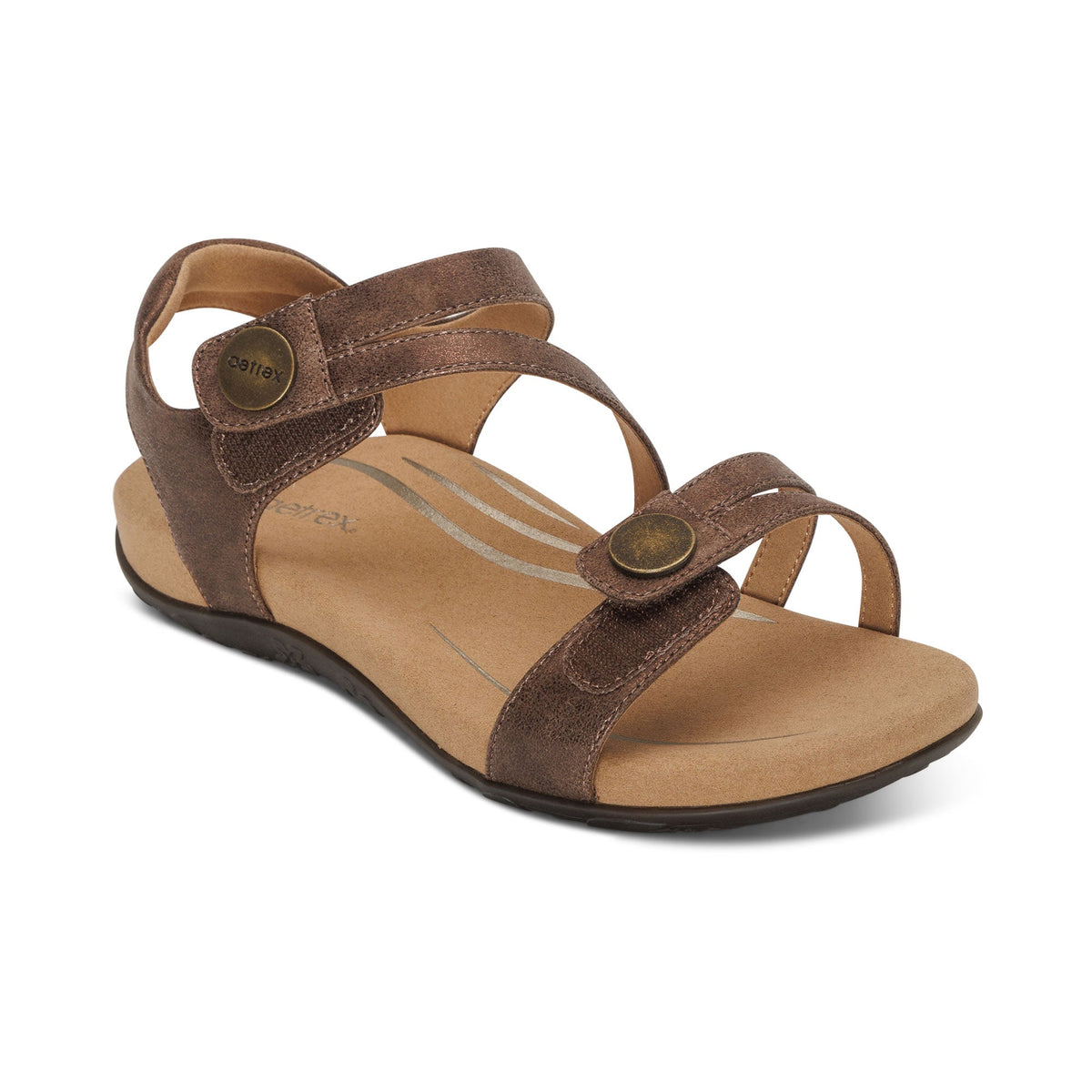 Aetrex Jess Adjustable Quarter Strap Sandal - Bronze