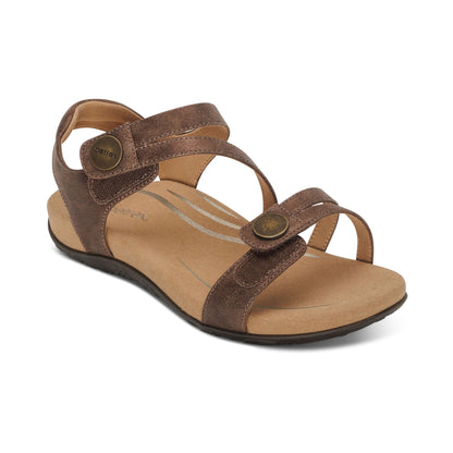 Aetrex Jess Adjustable Quarter Strap Sandal - Bronze