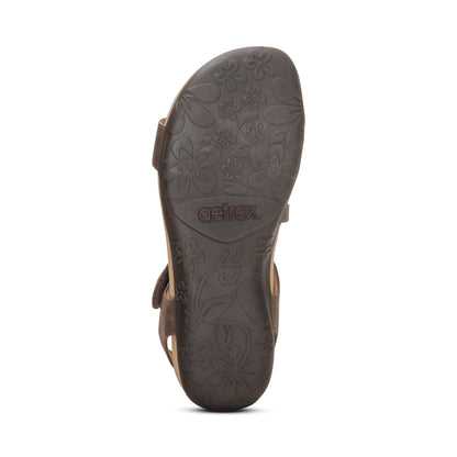 Aetrex Jess Adjustable Quarter Strap Sandal - Bronze
