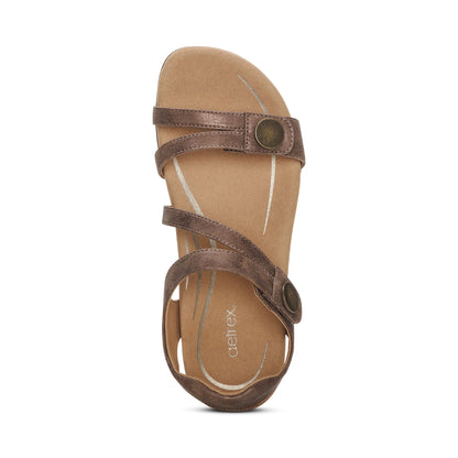 Aetrex Jess Adjustable Quarter Strap Sandal - Bronze