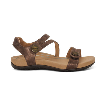 Aetrex Jess Adjustable Quarter Strap Sandal - Bronze