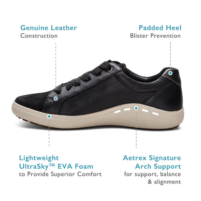 Aetrex Courtney Lace-up Sneaker - Black
