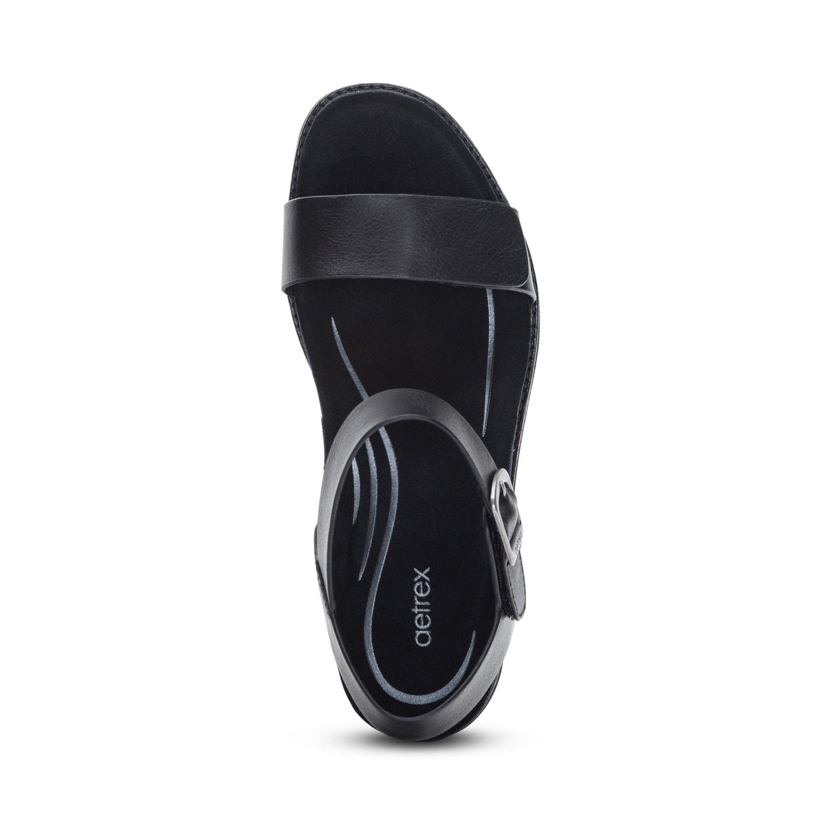 Aetrex Mae Adjustable Quarter Strap Heel - Black