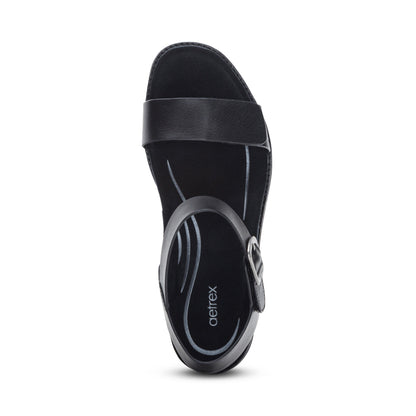 Aetrex Mae Adjustable Quarter Strap Heel - Black