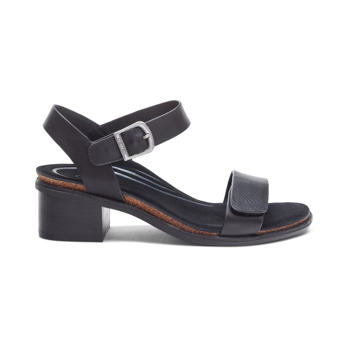 Aetrex Mae Adjustable Quarter Strap Heel - Black
