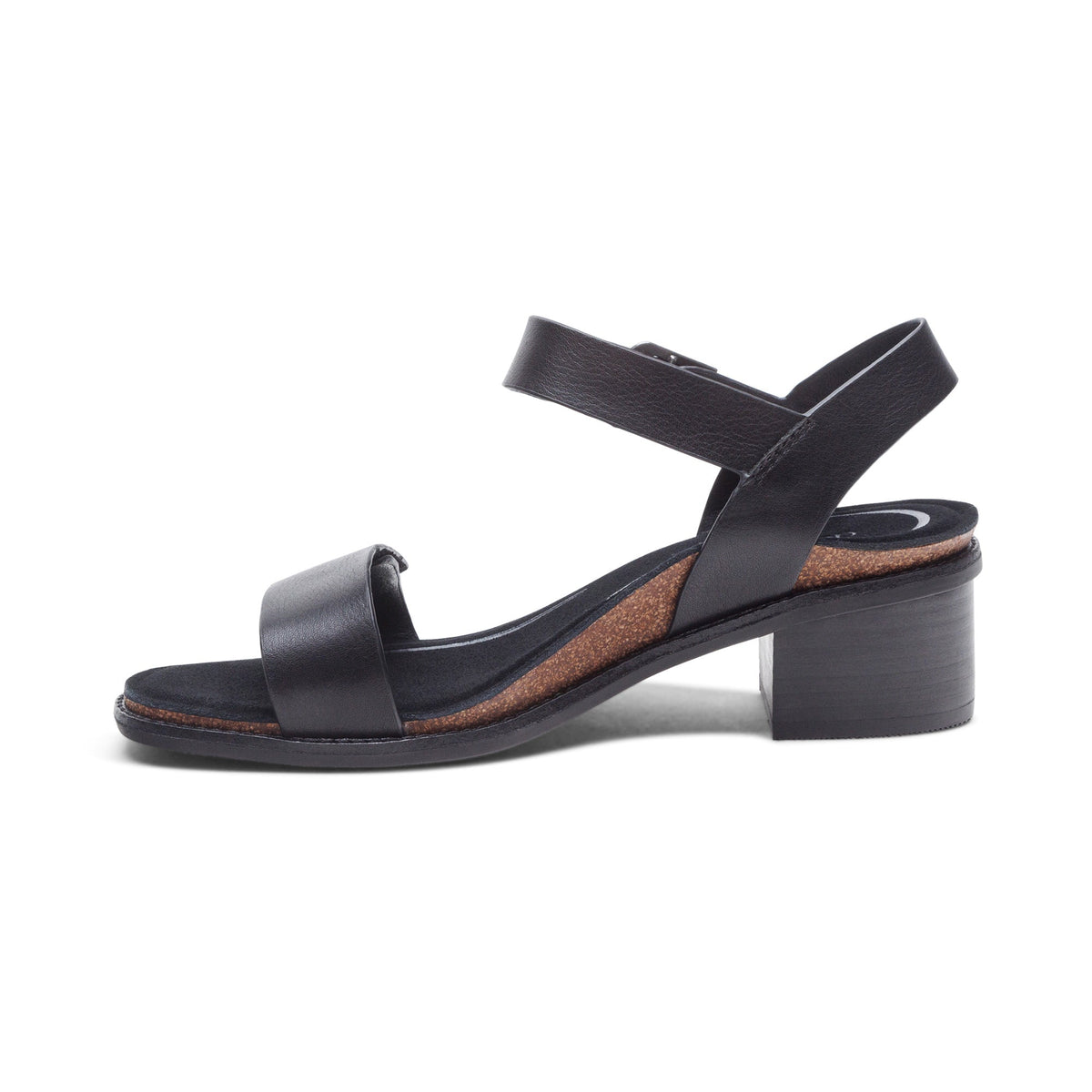 Aetrex Mae Adjustable Quarter Strap Heel - Black