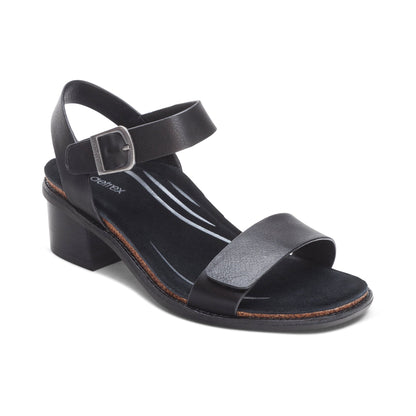 Aetrex Mae Adjustable Quarter Strap Heel - Black