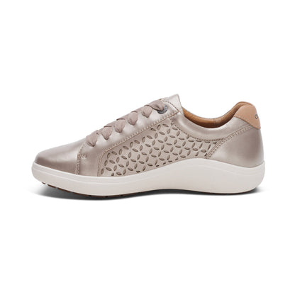 Aetrex Courtney Lace-up Sneaker - White Gold Cutout