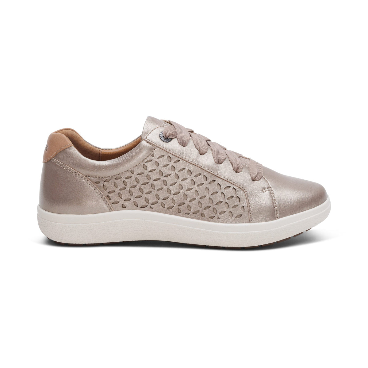 Aetrex Courtney Lace-up Sneaker - White Gold Cutout