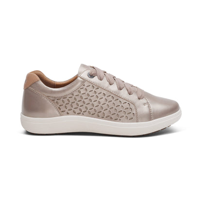 Aetrex Courtney Lace-up Sneaker - White Gold Cutout