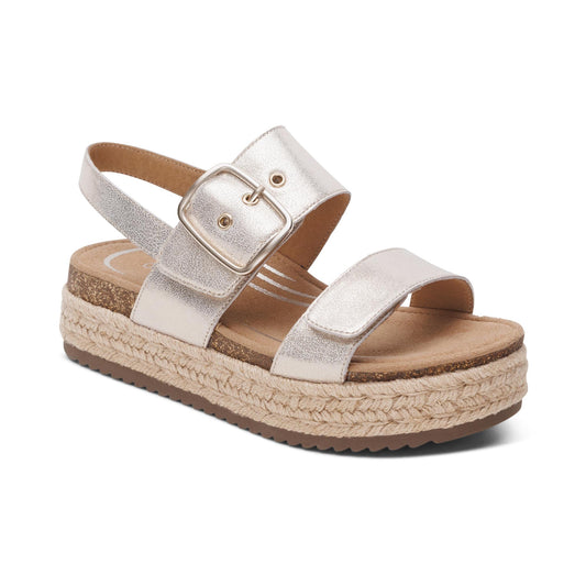Aetrex Vania Arch Support Platform Sandal - Champagne