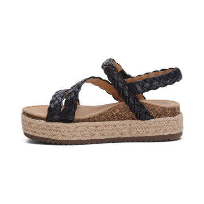Aetrex Julia Arch Support Platform Sandal - Black