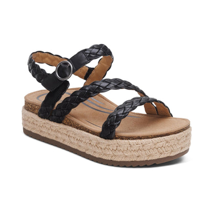 Aetrex Julia Arch Support Platform Sandal - Black