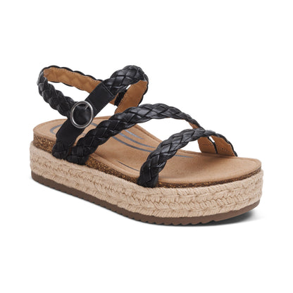 Aetrex Julia Arch Support Platform Sandal - Black