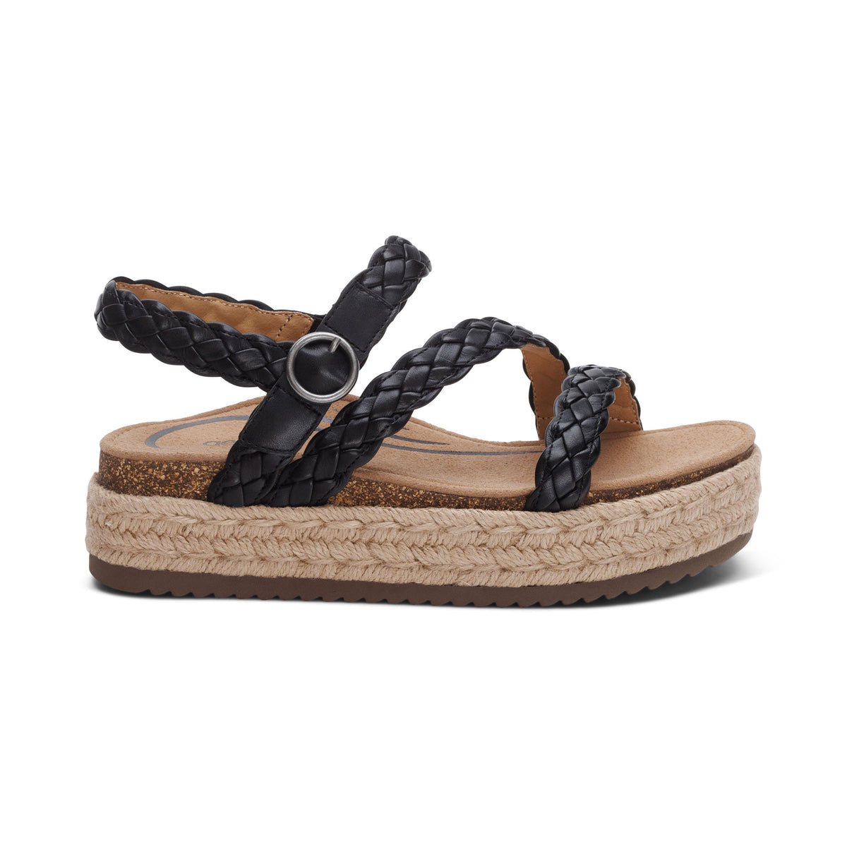 Aetrex Julia Arch Support Platform Sandal - Black