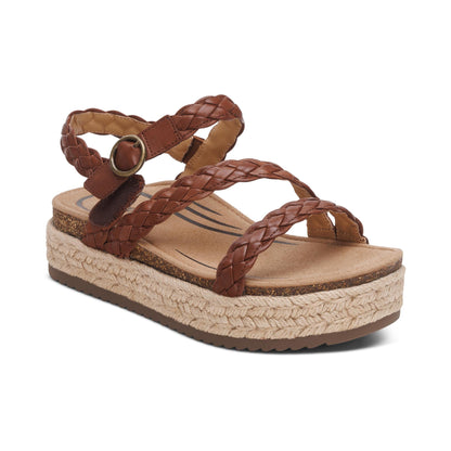 Aetrex Julia Arch Support Platform Sandal - Walnut