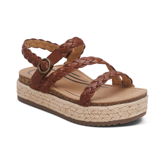 Aetrex Julia Arch Support Platform Sandal - Walnut