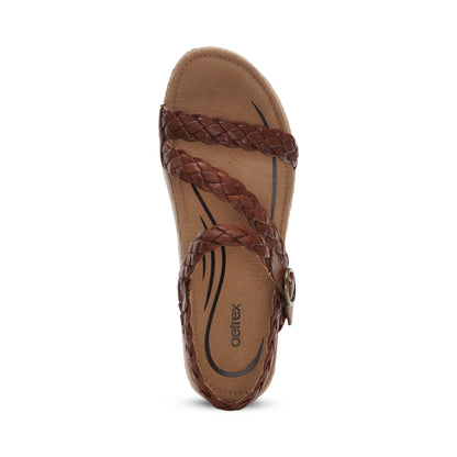Aetrex Julia Arch Support Platform Sandal - Walnut
