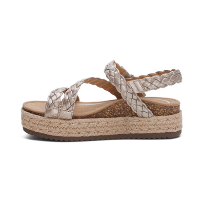 Aetrex Julia Arch Support Platform Sandal - Platinum