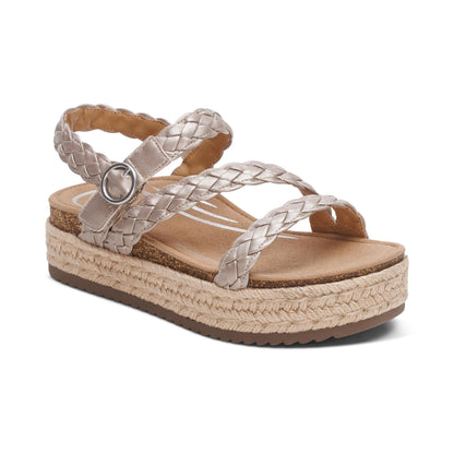 Aetrex Julia Arch Support Platform Sandal - Platinum