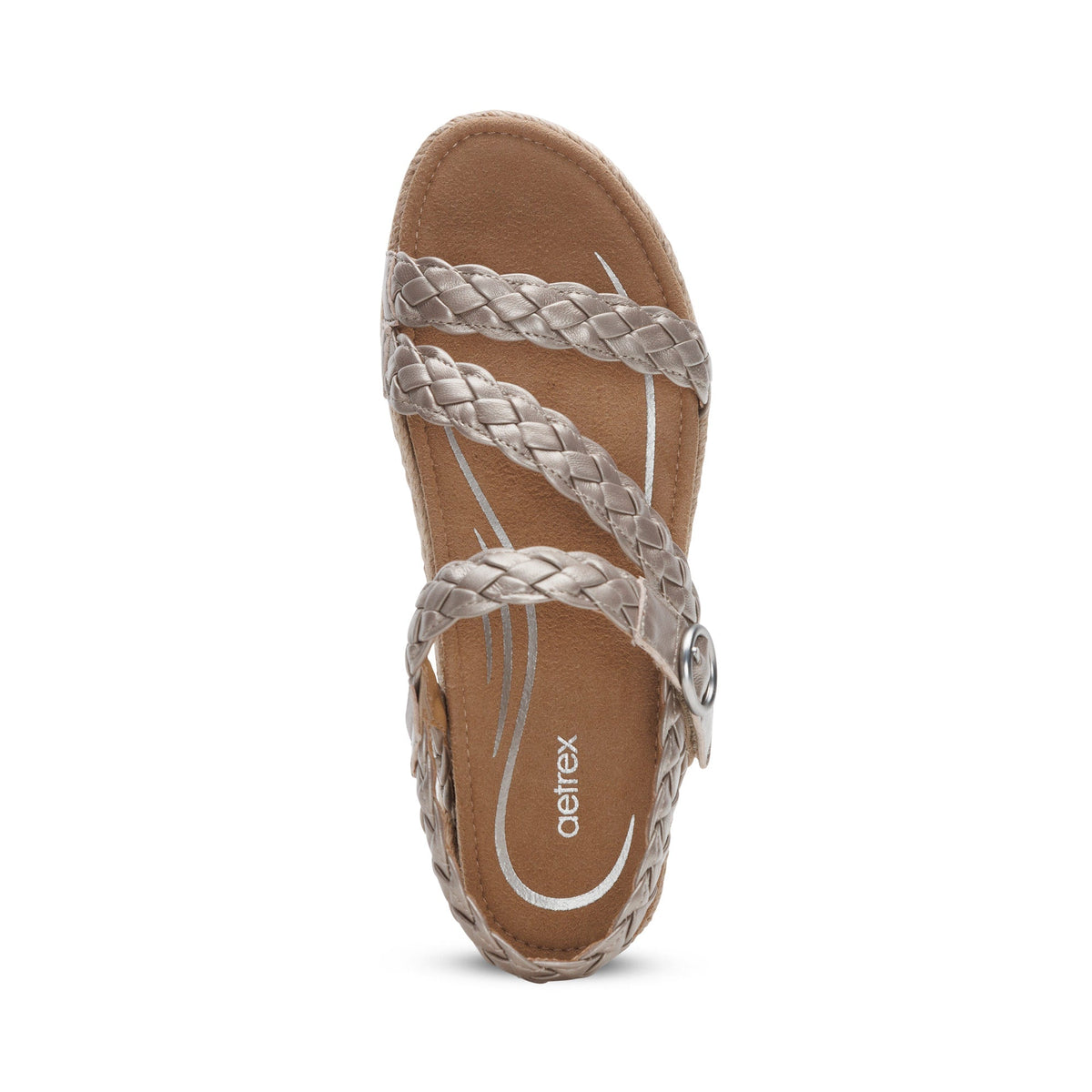 Aetrex Julia Arch Support Platform Sandal - Platinum