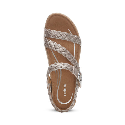 Aetrex Julia Arch Support Platform Sandal - Platinum