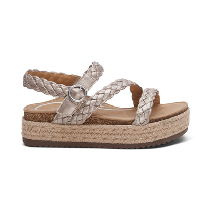 Aetrex Julia Arch Support Platform Sandal - Platinum