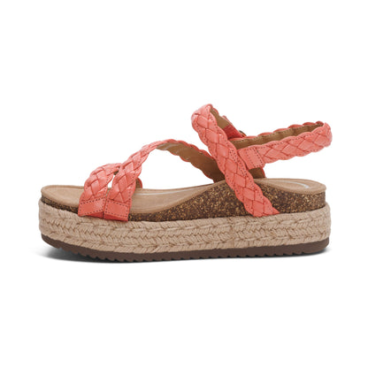 Aetrex Julia Arch Support Platform Sandal - Coral