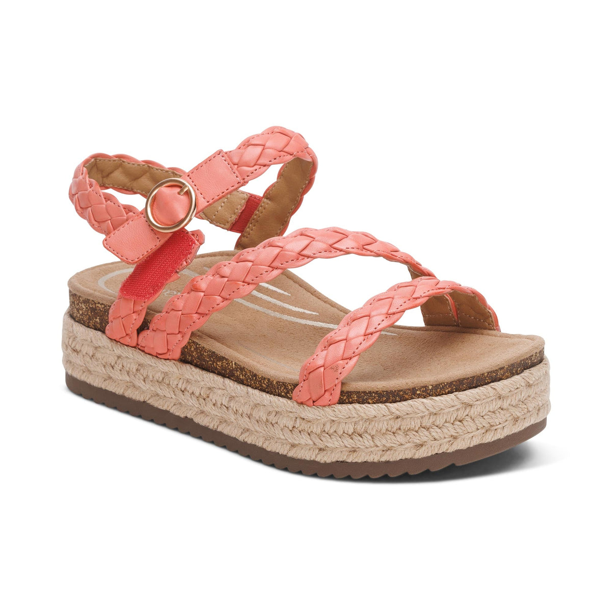 Aetrex Julia Arch Support Platform Sandal - Coral