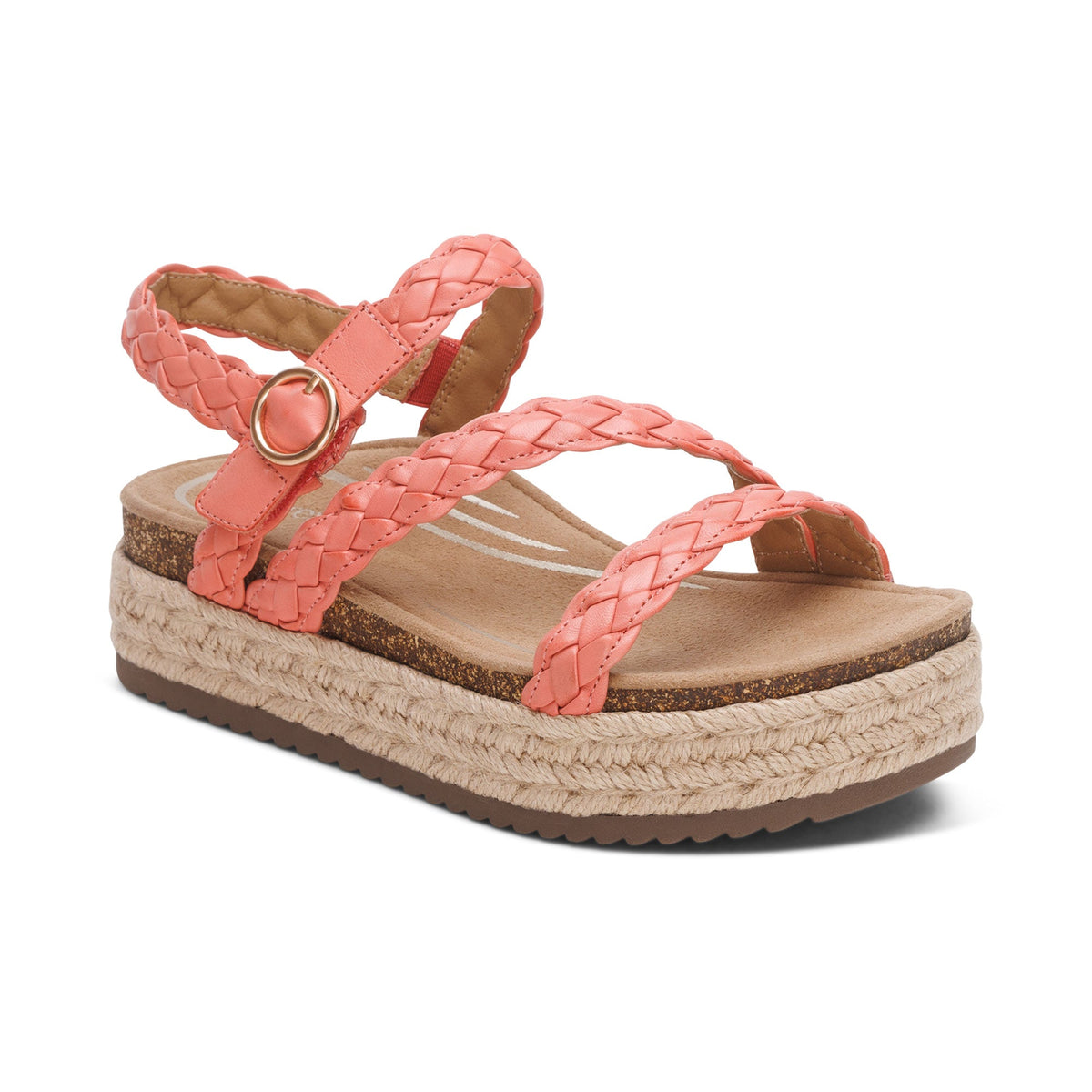 Aetrex Julia Arch Support Platform Sandal - Coral