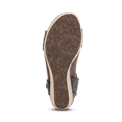Aetrex Sydney Quarter Strap Espadrille Wedge - Black Cutout