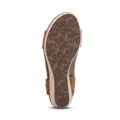 Aetrex Sydney Quarter Strap Espadrille Wedge - Scotch Cutout