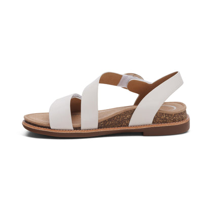 Aetrex Tamara Asymmetrical Quarter Strap Sandal - Ivory