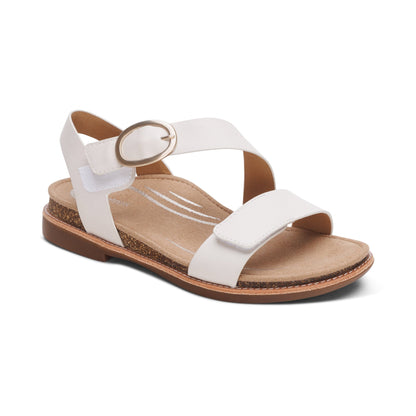 Aetrex Tamara Asymmetrical Quarter Strap Sandal - Ivory