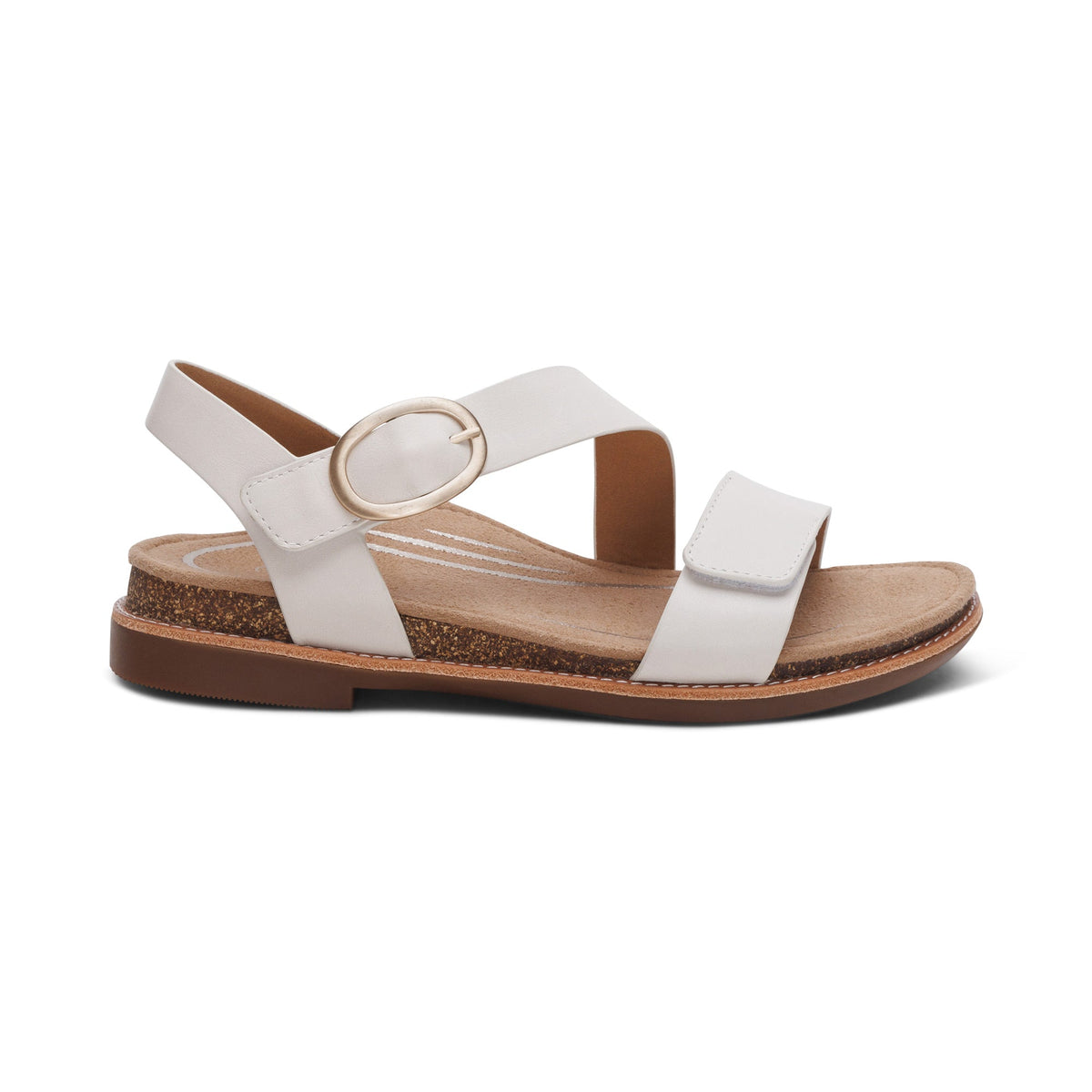 Aetrex Tamara Asymmetrical Quarter Strap Sandal - Ivory