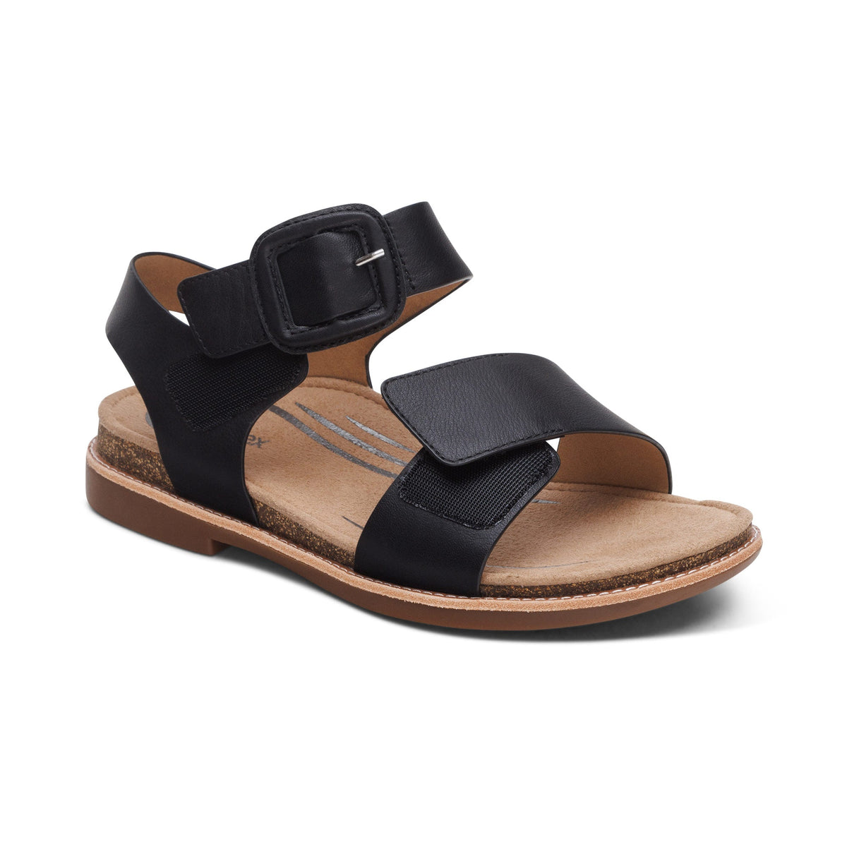 Aetrex Claire Quarter Strap Sandal - Black