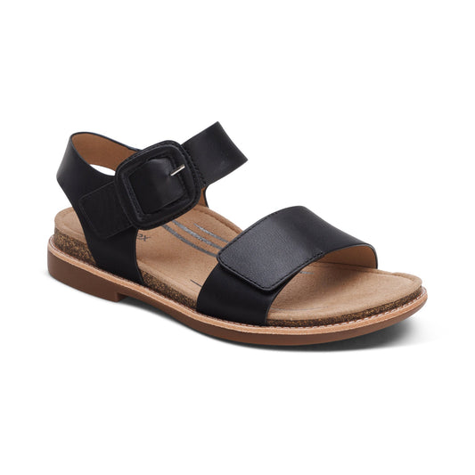 Aetrex Claire Quarter Strap Sandal - Black