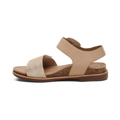 Aetrex Claire Quarter Strap Sandal - Champagne