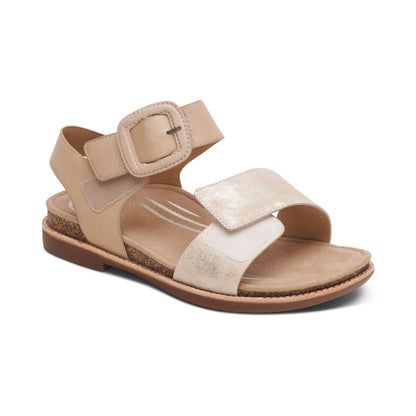 Aetrex Claire Quarter Strap Sandal - Champagne