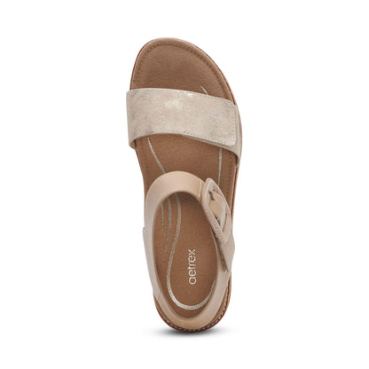 Aetrex Claire Quarter Strap Sandal - Champagne