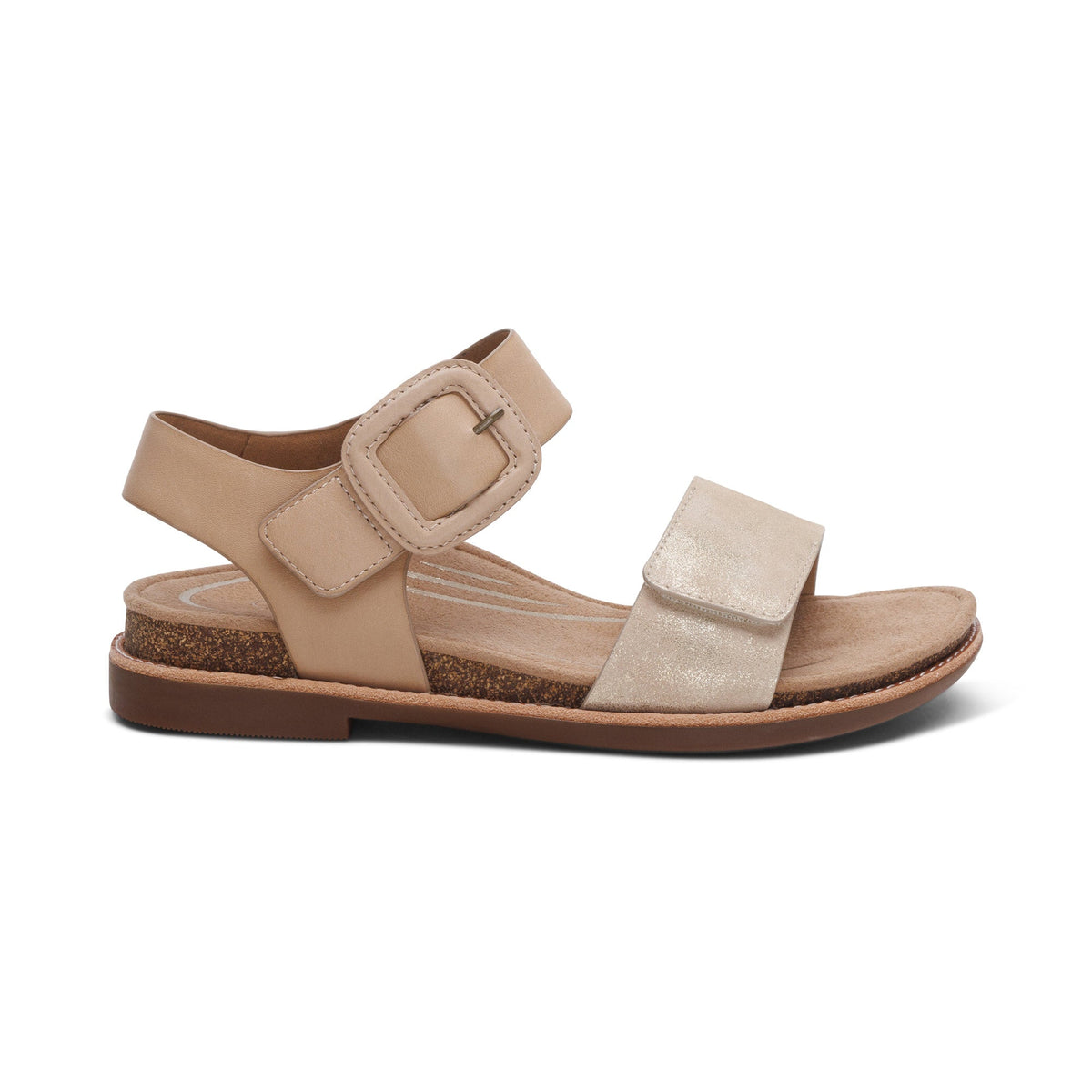 Aetrex Claire Quarter Strap Sandal - Champagne