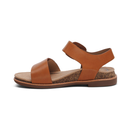 Aetrex Claire Quarter Strap Sandal - Cognac