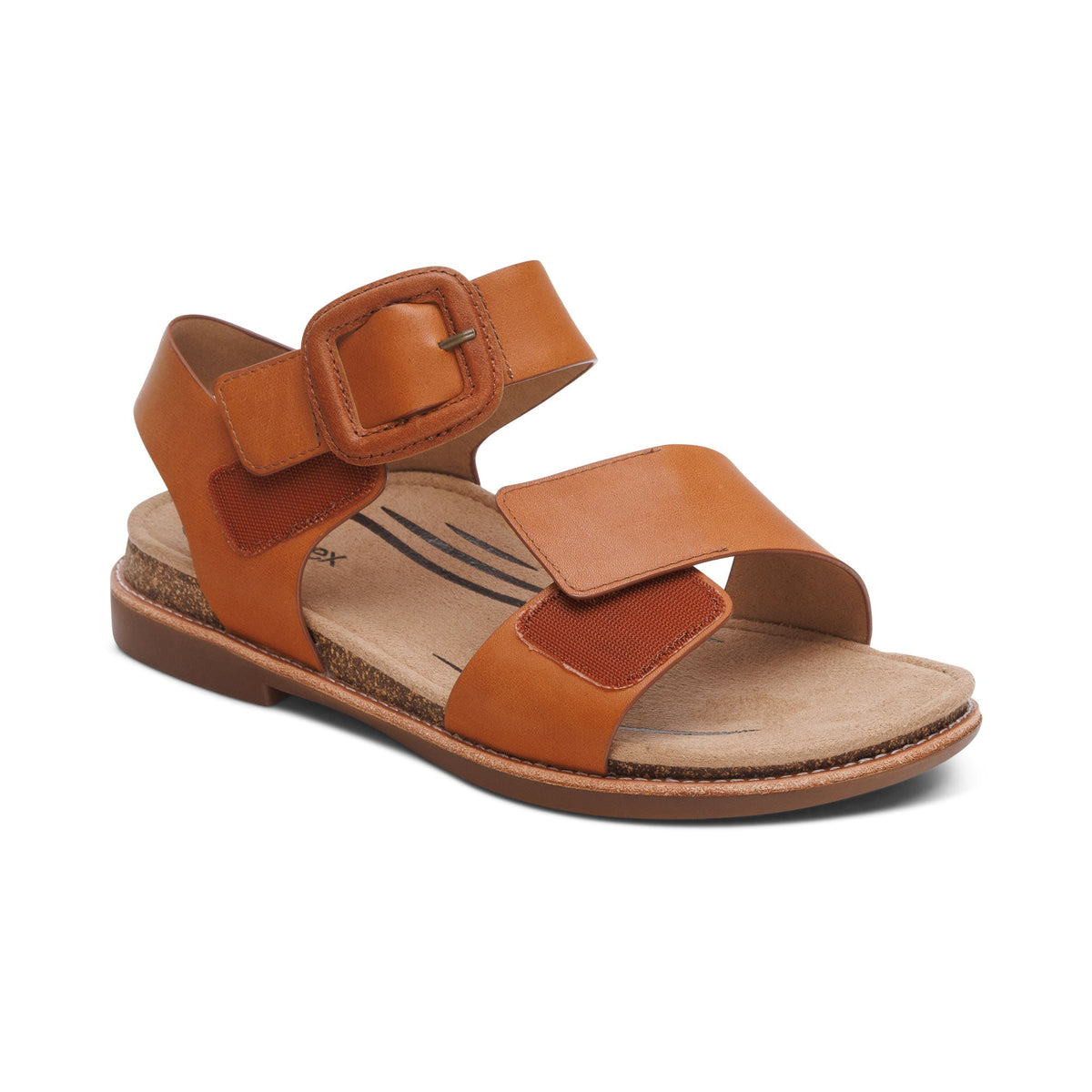 Aetrex Claire Quarter Strap Sandal - Cognac